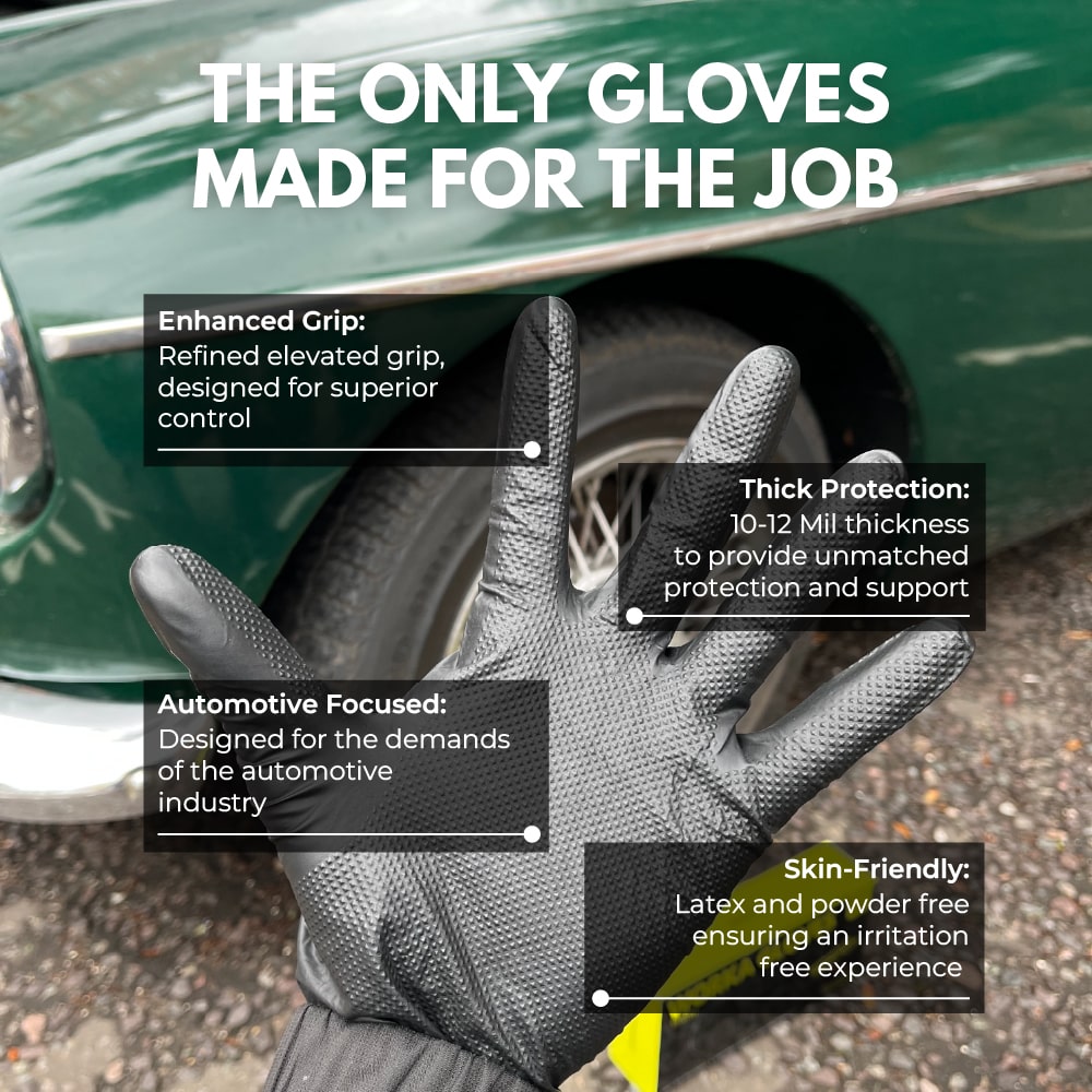 Worka Gloves - Strong 10-12 Mil Disposable Nitrile Gloves - Emerald Black (Box Of 50)